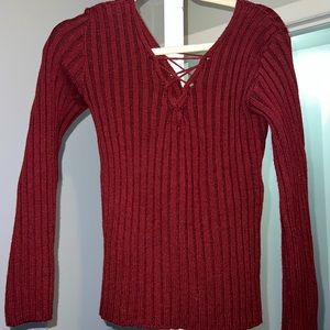 Boohoo Front Laced Red Sweater